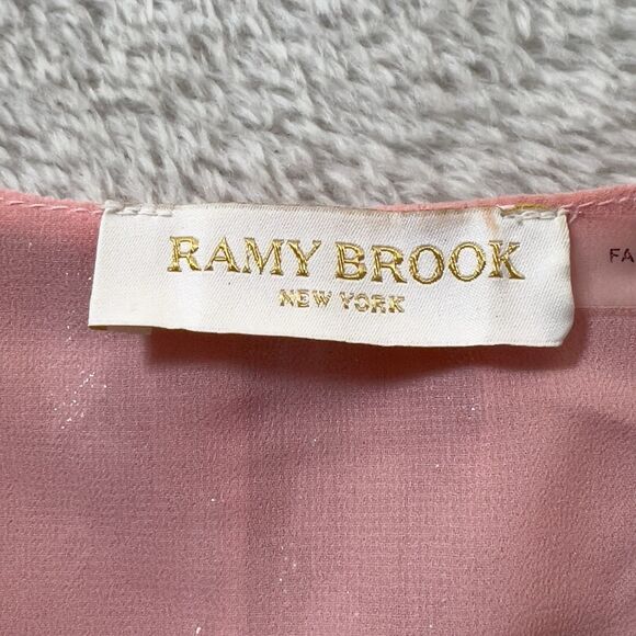 Ramy Brook Ora Metallic Print Maxi Dress Sz SP Pink Long Sleeve Crossover V-Neck - Picture 12 of 16